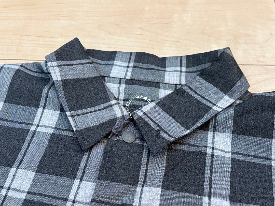 山と道 メリノシャツ チェック柄 グレー Mサイズ 長袖