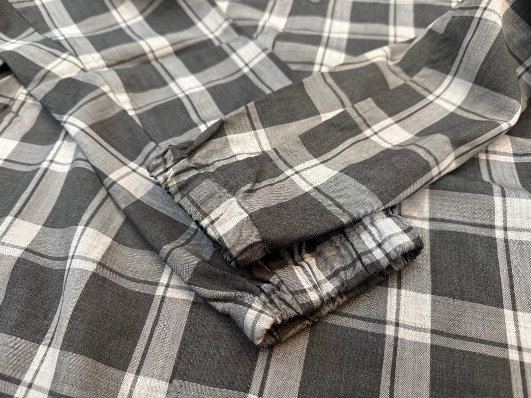 山と道 メリノシャツ チェック柄 グレー Mサイズ 長袖