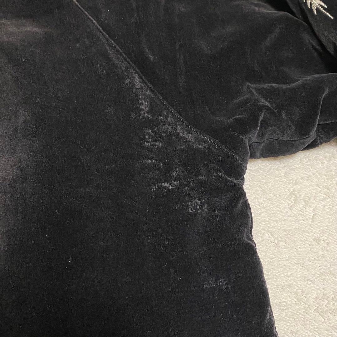 80s90s TDR スカジャン　別珍　刺繍　龍 鷹　ベロア