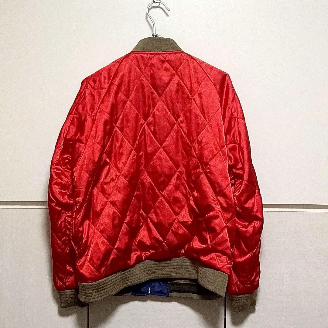 美品★AVIREX　アヴィレックス　刺繍　中綿　リバーシブルスカジャン　ネイビー