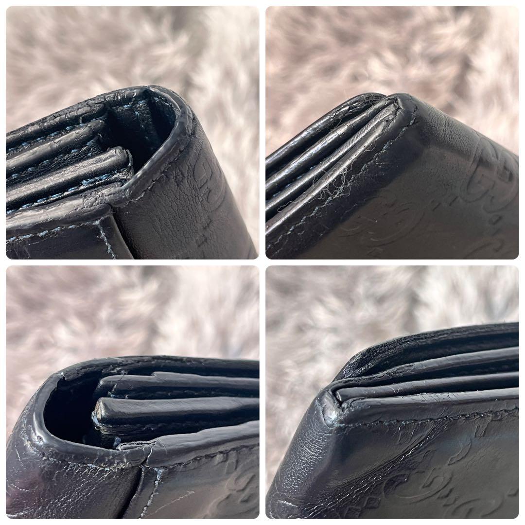 GUCCI シマ　長財布　ダークネイビー　メンズ　レディース