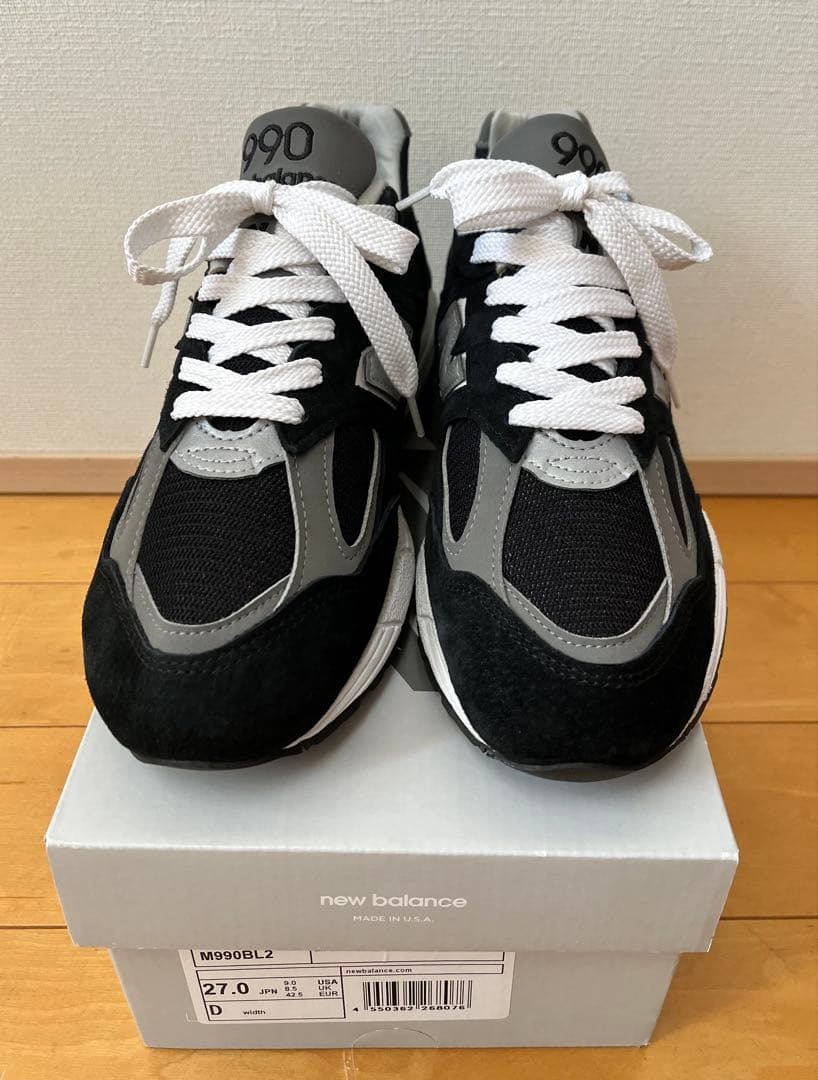【最終値下げ】未使用に近いニューバランス M990BL2 ブラック 27cm