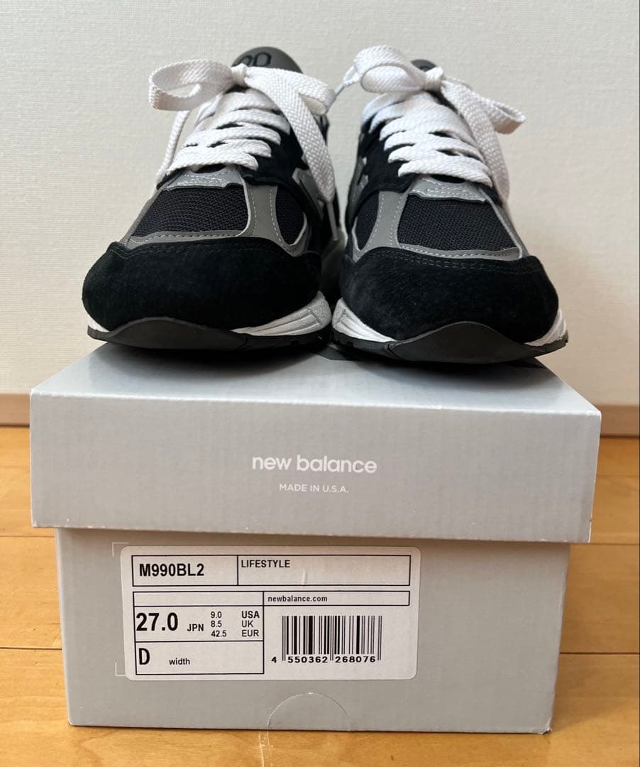 【最終値下げ】未使用に近いニューバランス M990BL2 ブラック 27cm