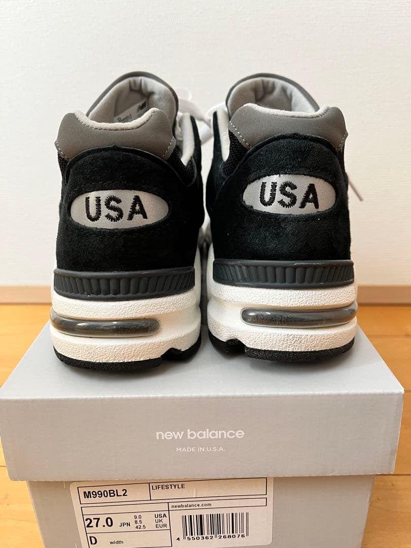 【最終値下げ】未使用に近いニューバランス M990BL2 ブラック 27cm