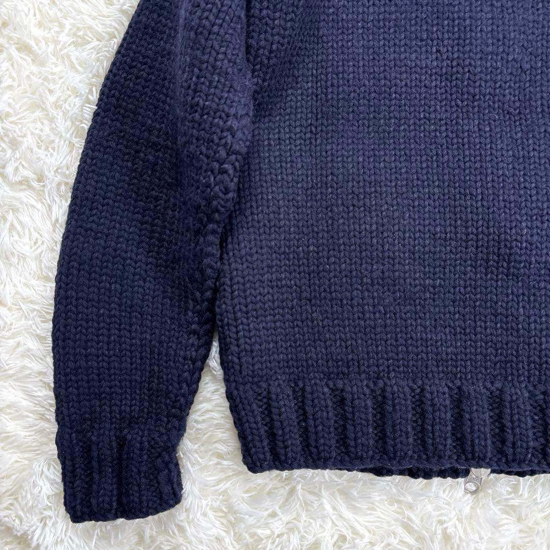 ✨カナダ製・別注✨カナディアンセーター×ロンハーマン　カウチンニット　ジップ　紺