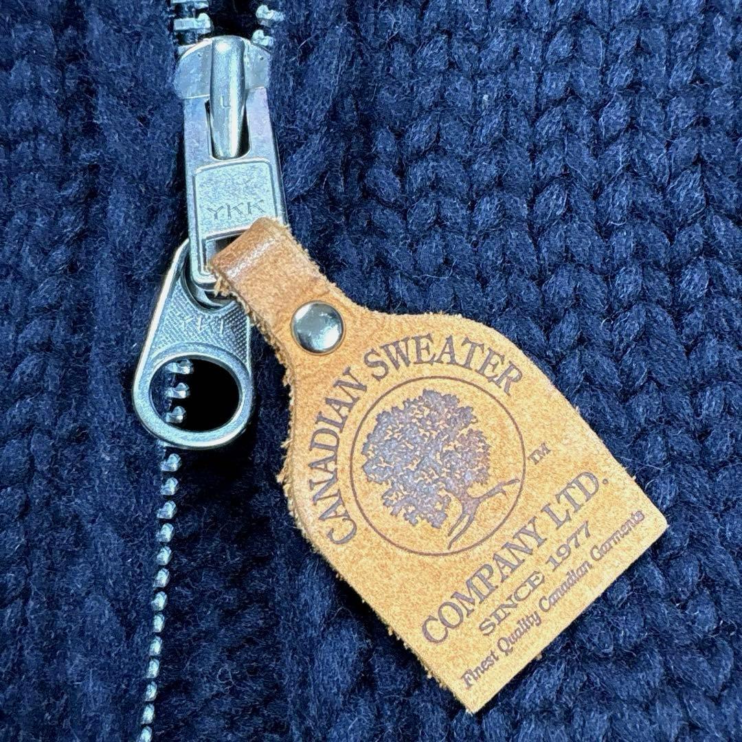 ✨カナダ製・別注✨カナディアンセーター×ロンハーマン　カウチンニット　ジップ　紺
