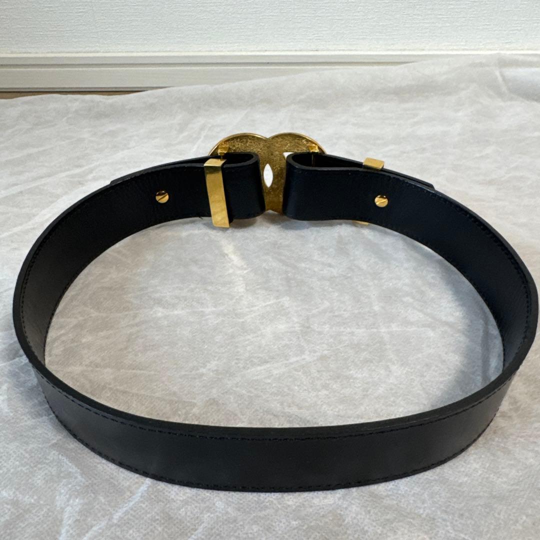 CHANELシャネルココマークレザー ベルト 96/A GP BKヴィンテージ