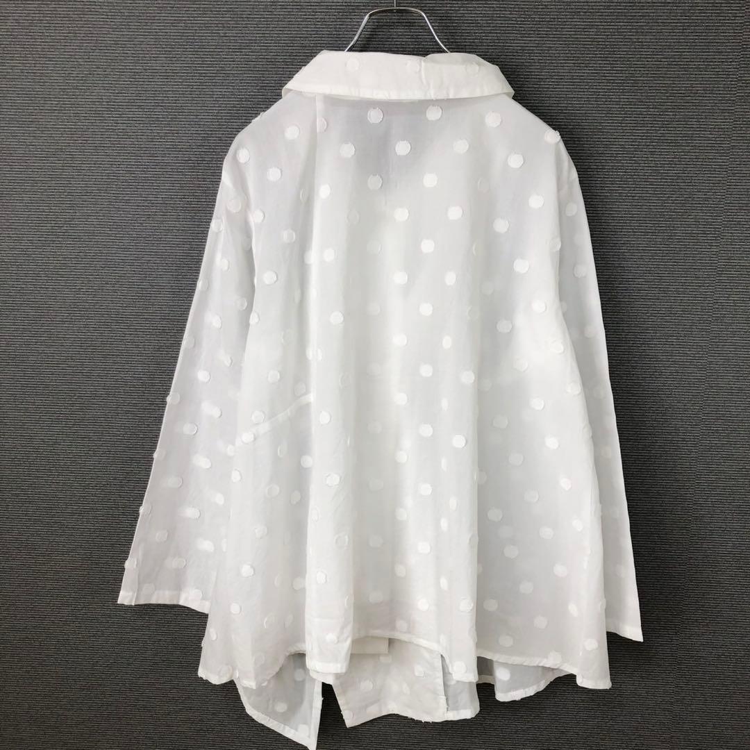 【未使用】センソユニコ 慈雨 ジウ コットン ドット柄ジャガード ブラウス40
