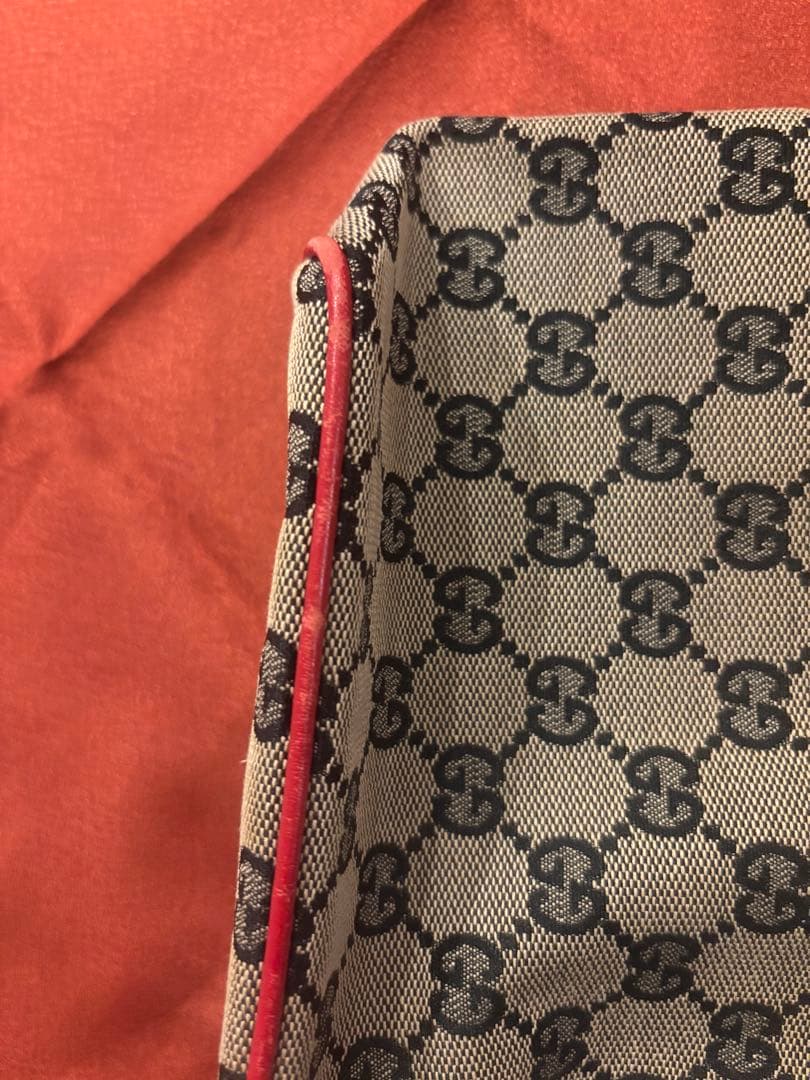 グッチ GUCCI GGキャンバス ポーチ ハンドバッグ レッド×ネイビー