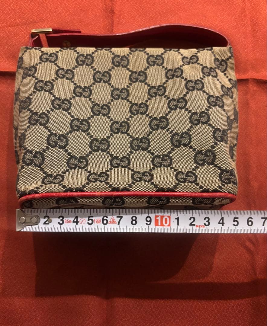 グッチ GUCCI GGキャンバス ポーチ ハンドバッグ レッド×ネイビー