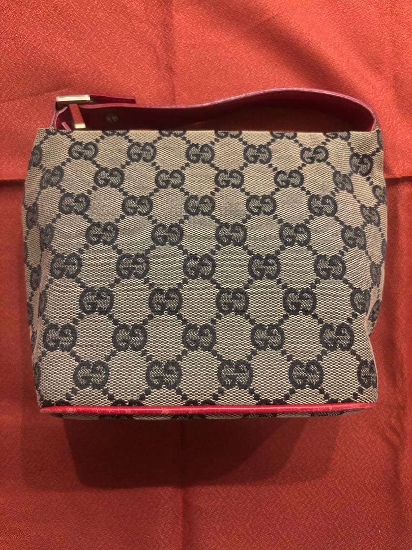 グッチ GUCCI GGキャンバス ポーチ ハンドバッグ レッド×ネイビー