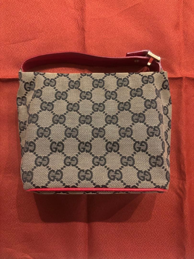 グッチ GUCCI GGキャンバス ポーチ ハンドバッグ レッド×ネイビー