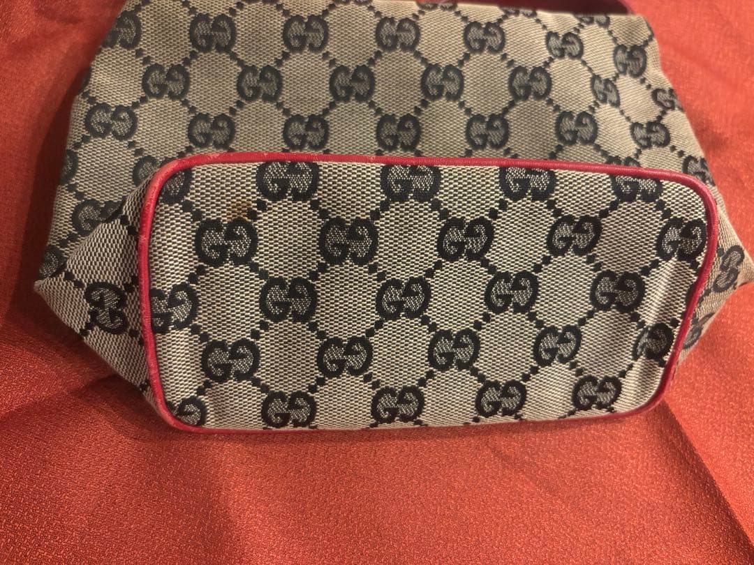 グッチ GUCCI GGキャンバス ポーチ ハンドバッグ レッド×ネイビー