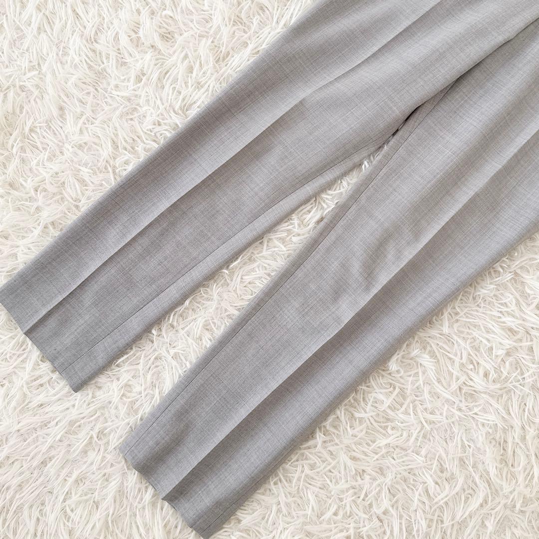 大きめサイズ4✨セオリー ノーカラー パンツスーツ セットアップ ライトグレー