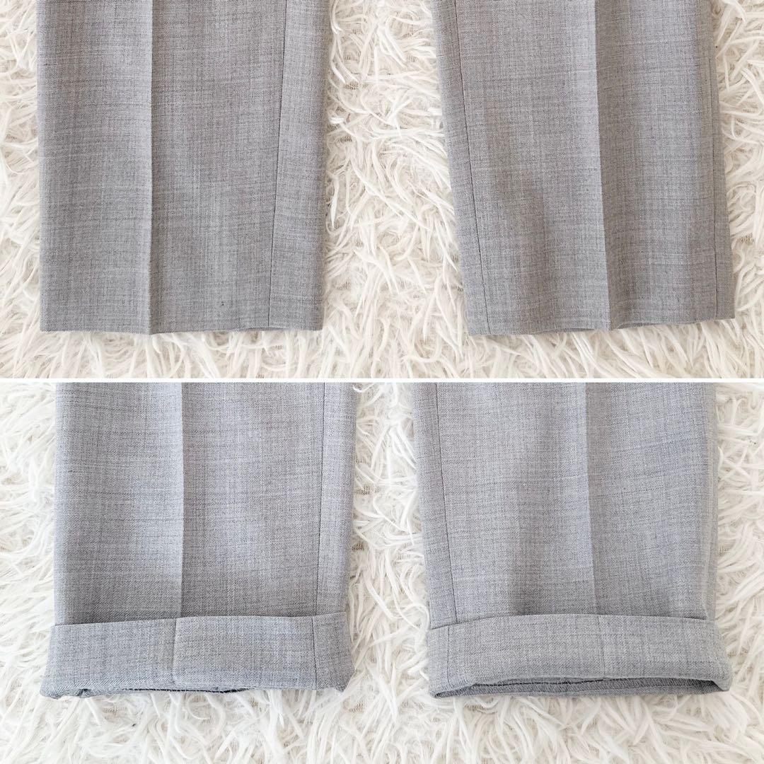 大きめサイズ4✨セオリー ノーカラー パンツスーツ セットアップ ライトグレー