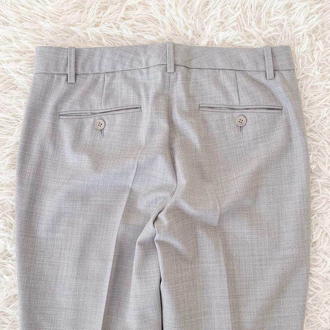 大きめサイズ4✨セオリー ノーカラー パンツスーツ セットアップ ライトグレー