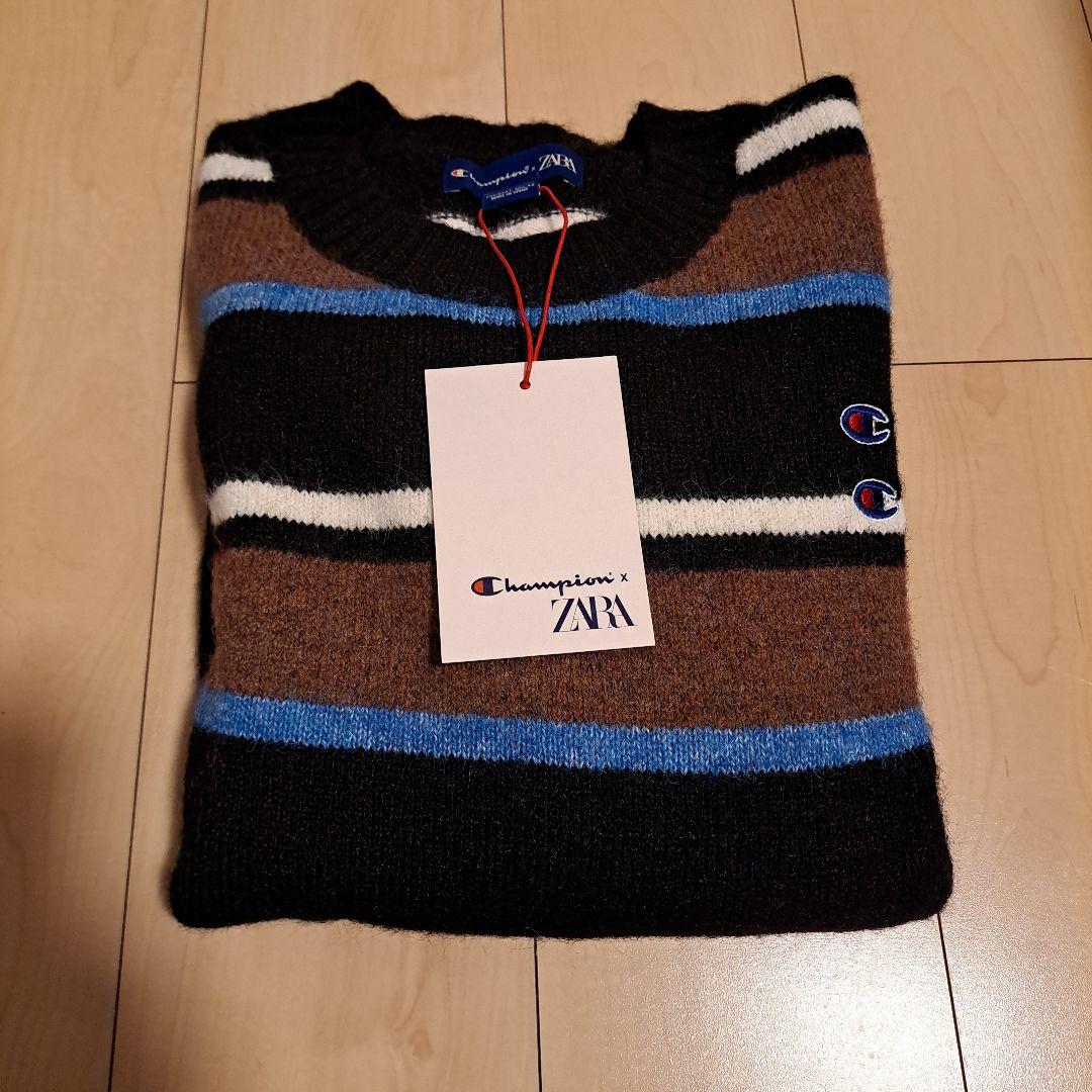 ザラ x チャンピオン コラボ ストライプニットセーター　Ｌ