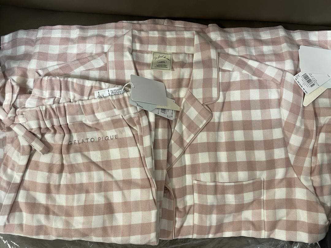 ジェラートピケ ネルギンガムチェック パジャマ　上下　ロングパンツ
