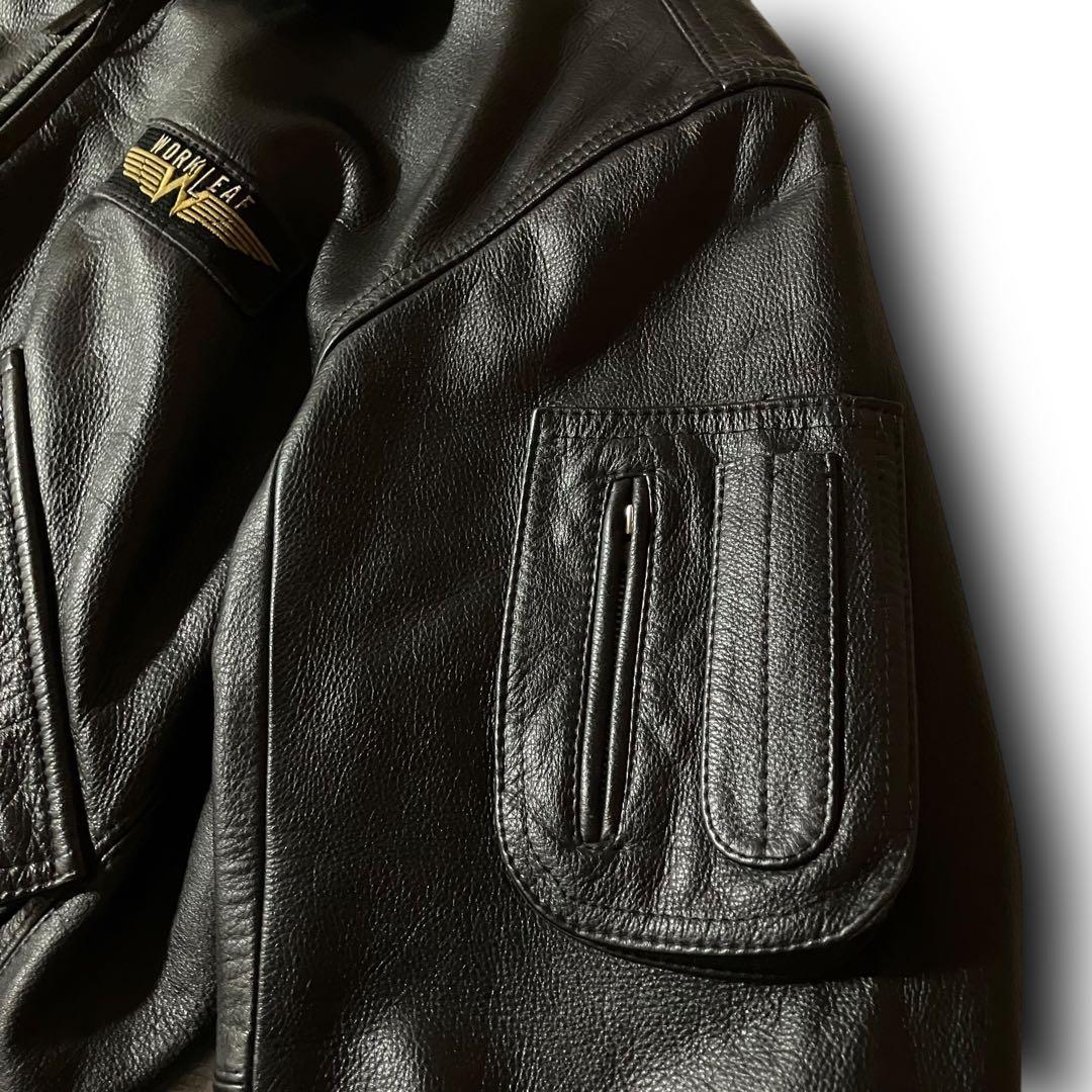 Ruu様☆vintageレザージャケットCWU-45P型フライトジャケット本革黒