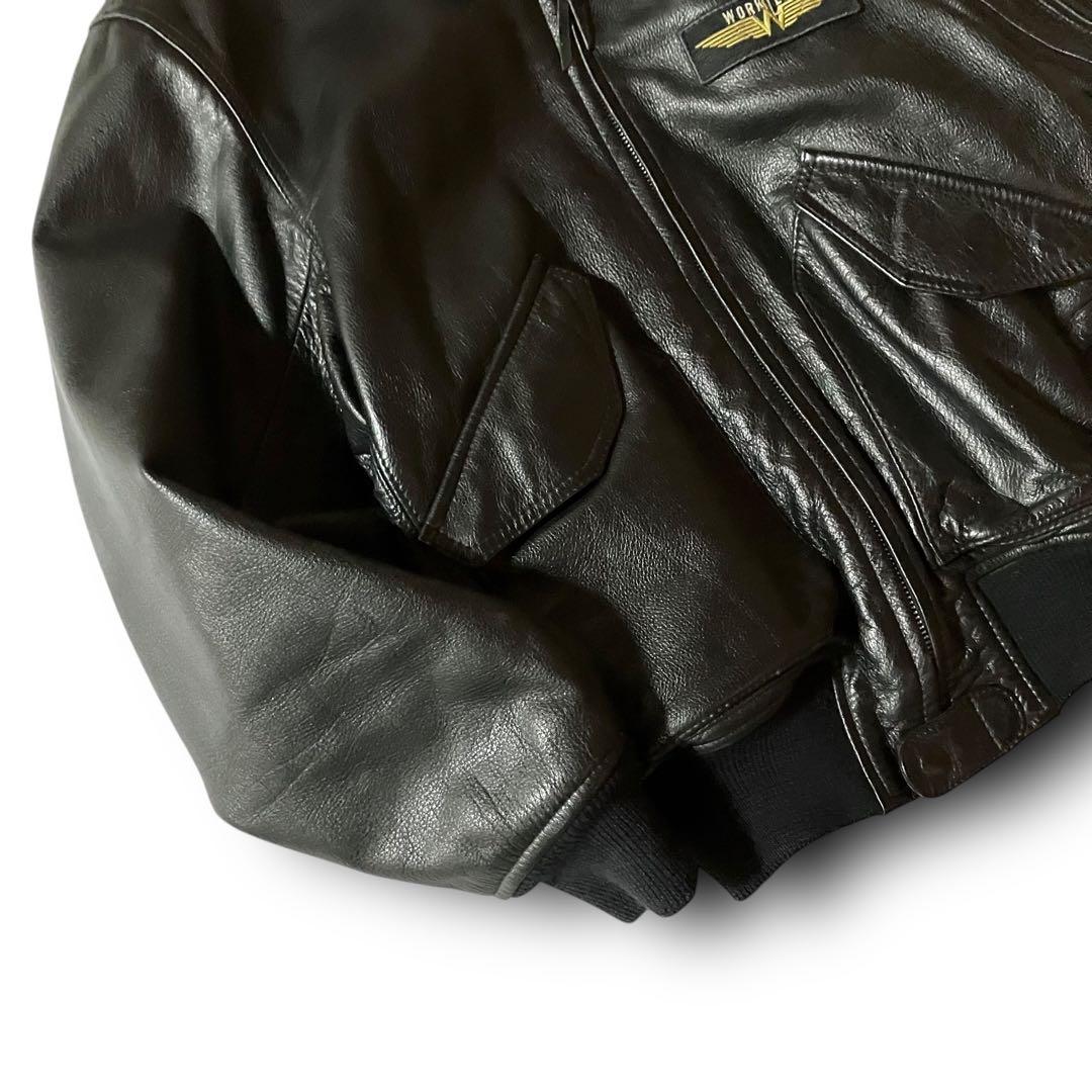 Ruu様☆vintageレザージャケットCWU-45P型フライトジャケット本革黒