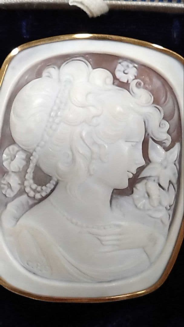 K18 カメオ　ブローチ　ペンダントトップ　CPE作