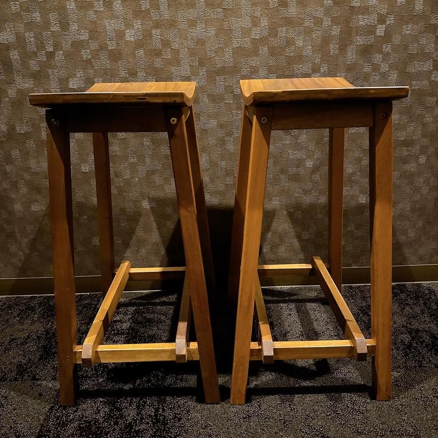 2脚セット 北欧風 天然木 カウンターチェア スツール ハイスツール ナチュラル