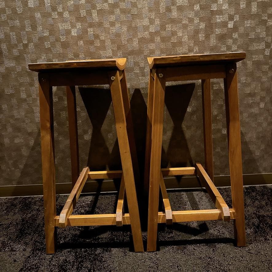 2脚セット 北欧風 天然木 カウンターチェア スツール ハイスツール ナチュラル