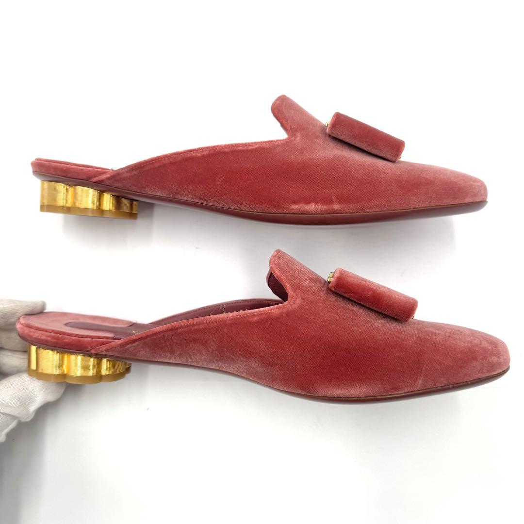 【極美品】Ferragamo ヴァラ スエード ミュール 27cm ピンク