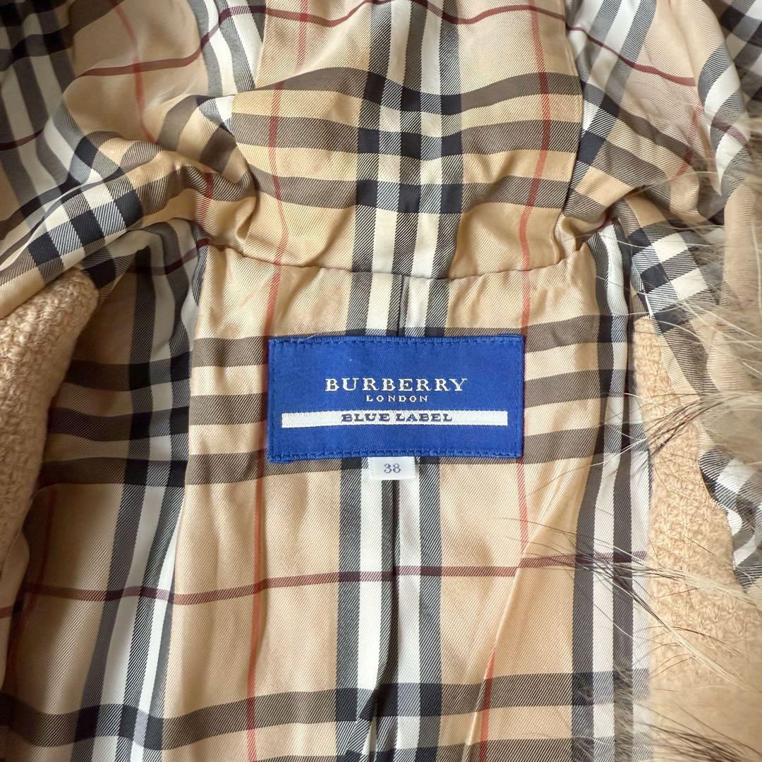 バーバリーブルーレーベル⭐︎ラクーンファー ダッフル風ショートコート ノバチェック