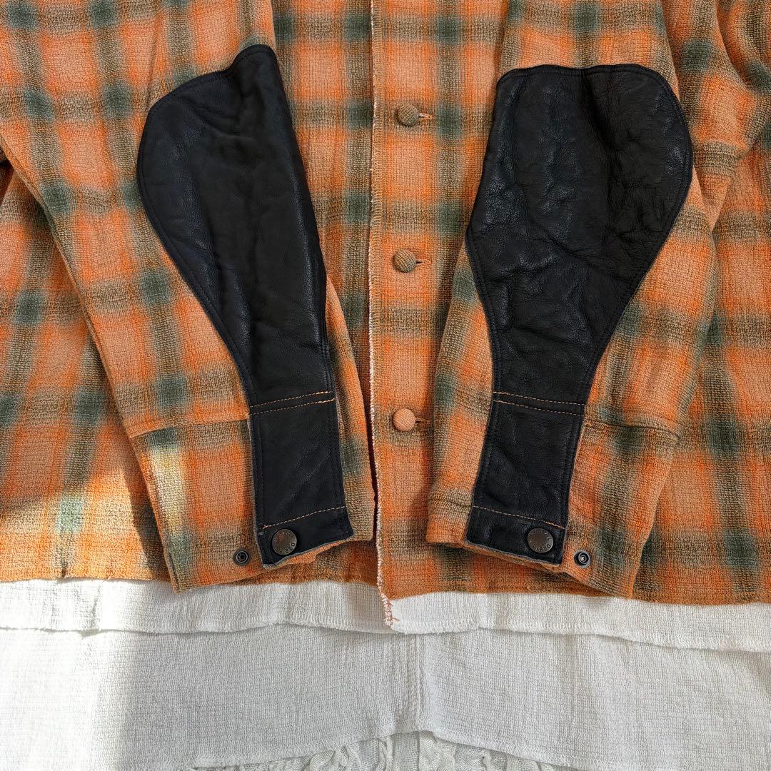 美品　natal design エルボーパッチオンブレチェックシャツジャケット
