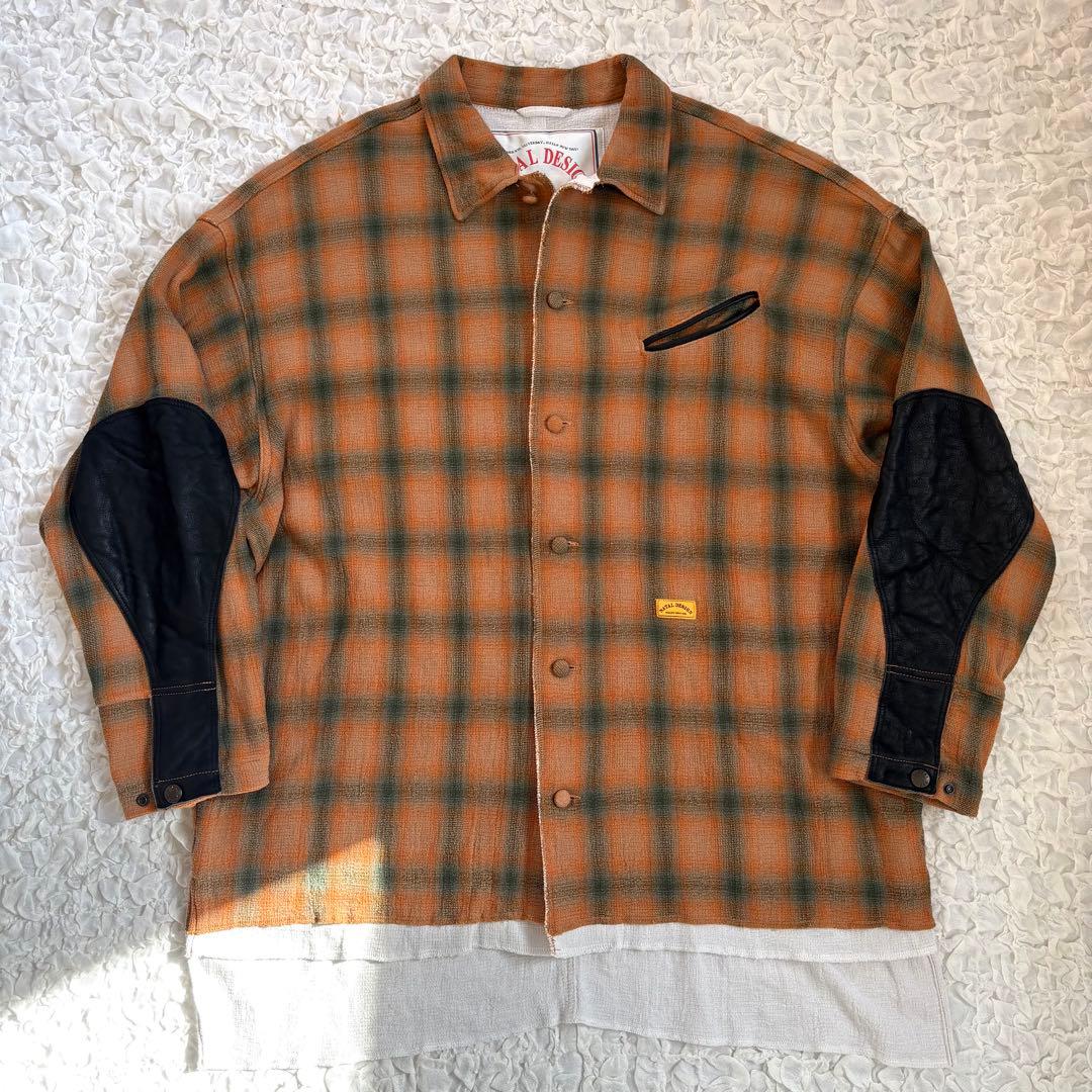 美品　natal design エルボーパッチオンブレチェックシャツジャケット
