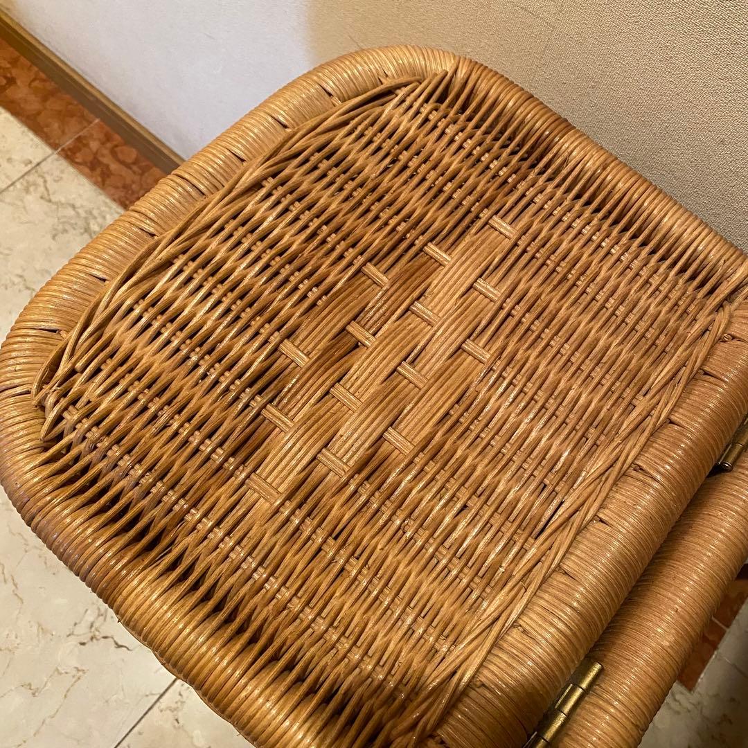 ラタン アンティーク風カート　かごキャリー(インドネシア産)