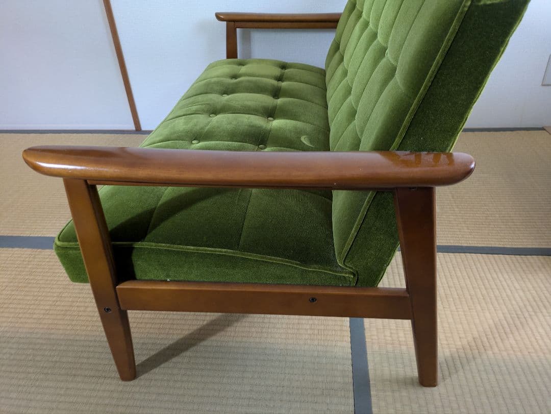 カリモク60 Kチェア 2シーター モケットグリーン 4月16日最終発送