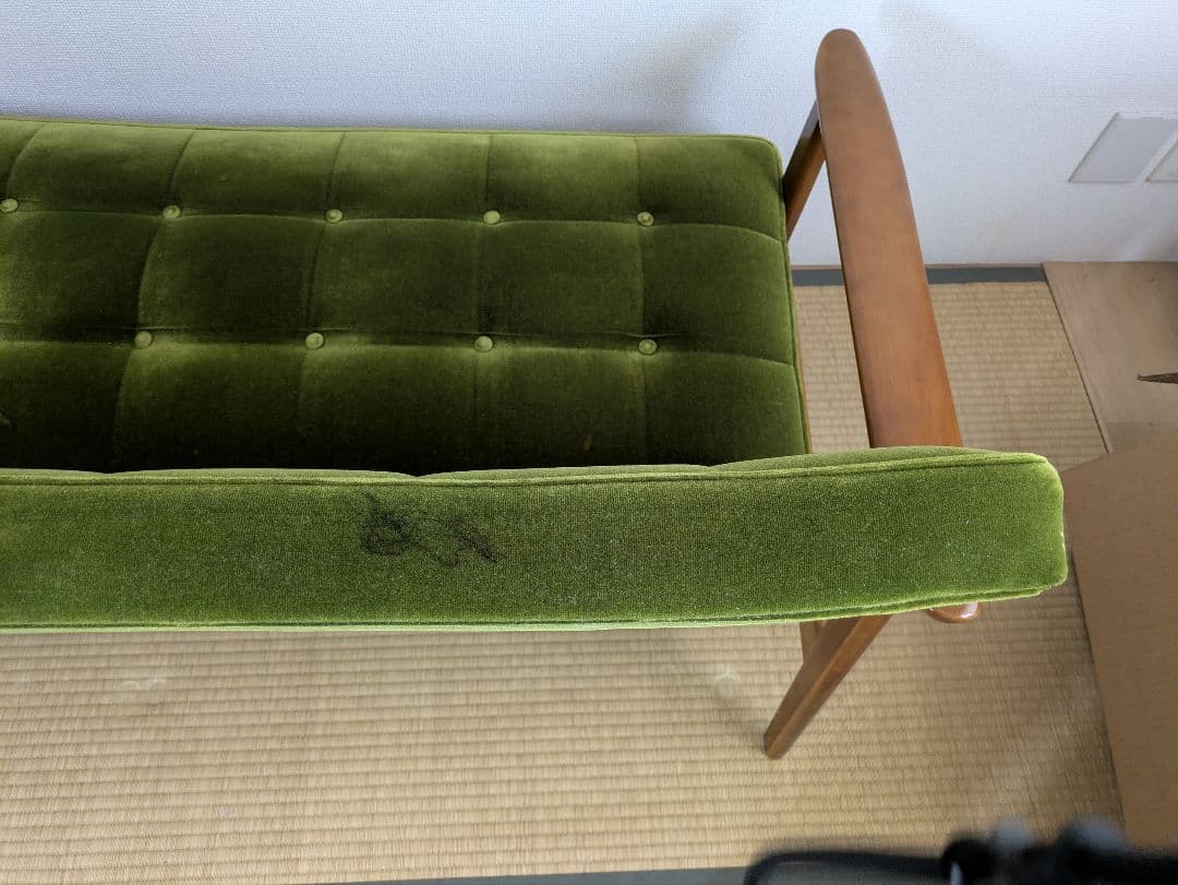 カリモク60 Kチェア 2シーター モケットグリーン 4月16日最終発送