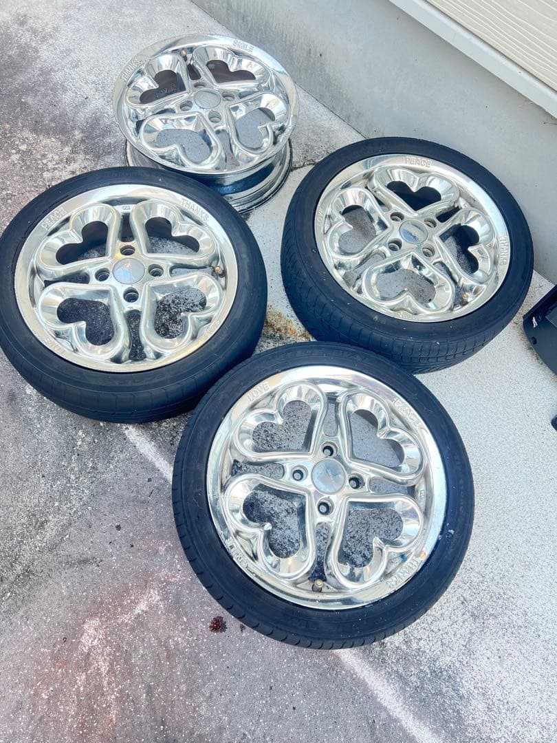 ハート型スポークデザイン 15インチホイールセット JewelHEART