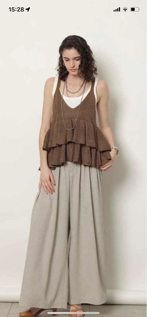 新品CADUNEカドゥネ　リネンライクティアードキャミ　茶