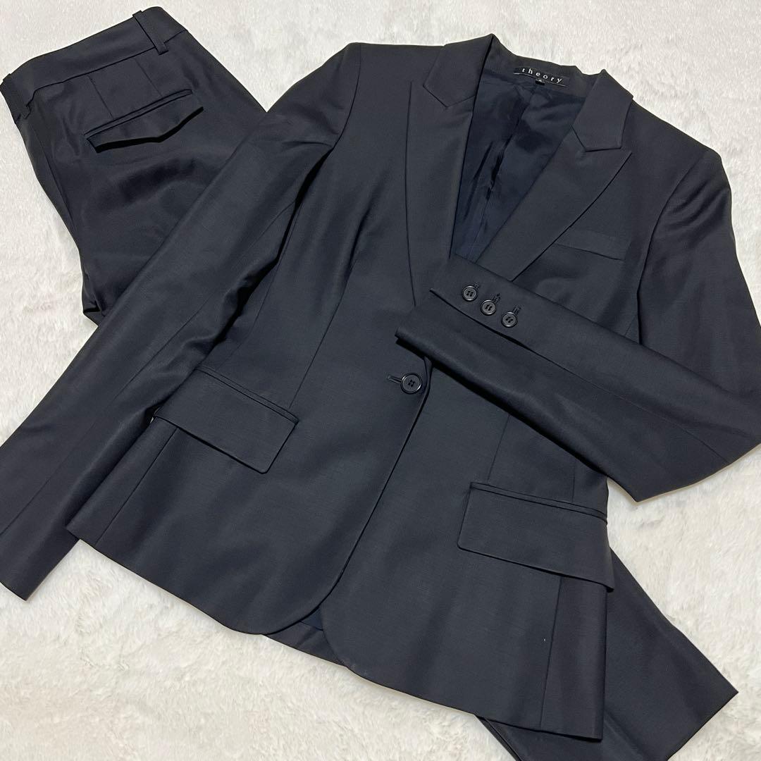極美品 セオリー パンツスーツ セットアップ シングル ブラック サイズ2