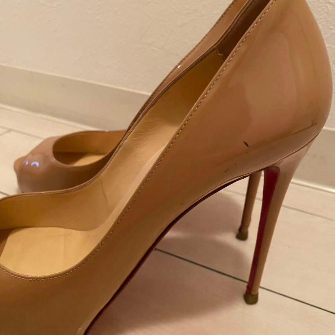 クリスチャンルブタン　ルブタン ヒール　パンプス オープントゥ　ベージュ　38
