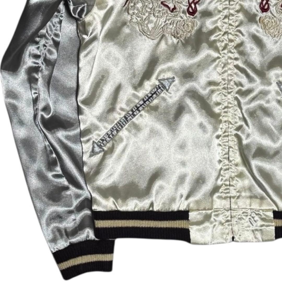 東洋 リバーシブル サテン スカジャン スーベニアジャケット 髑髏 龍 虎 S