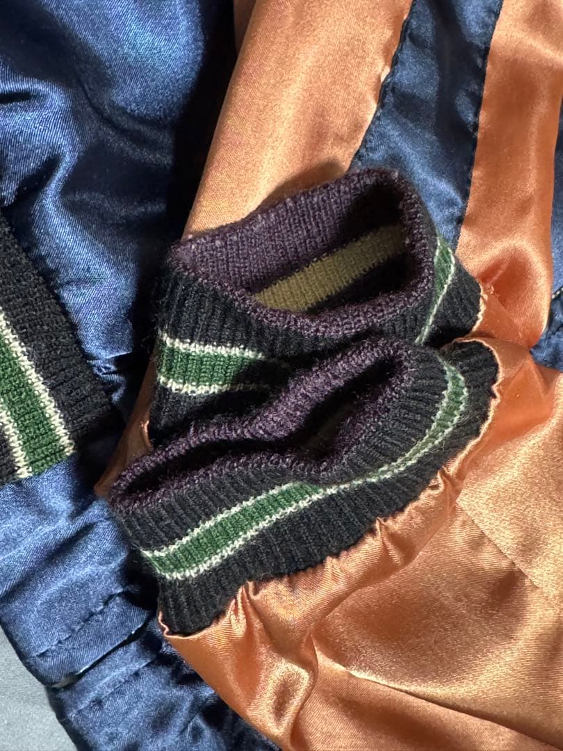 東洋 リバーシブル サテン スカジャン スーベニアジャケット 髑髏 龍 虎 S