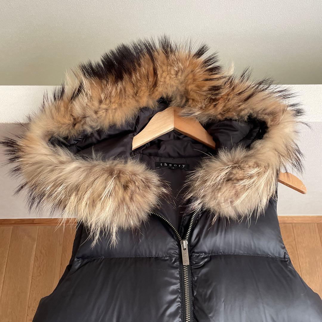 Theory セオリー フード付き ロング　ダウンベスト 黒 ブラック 　ジレ