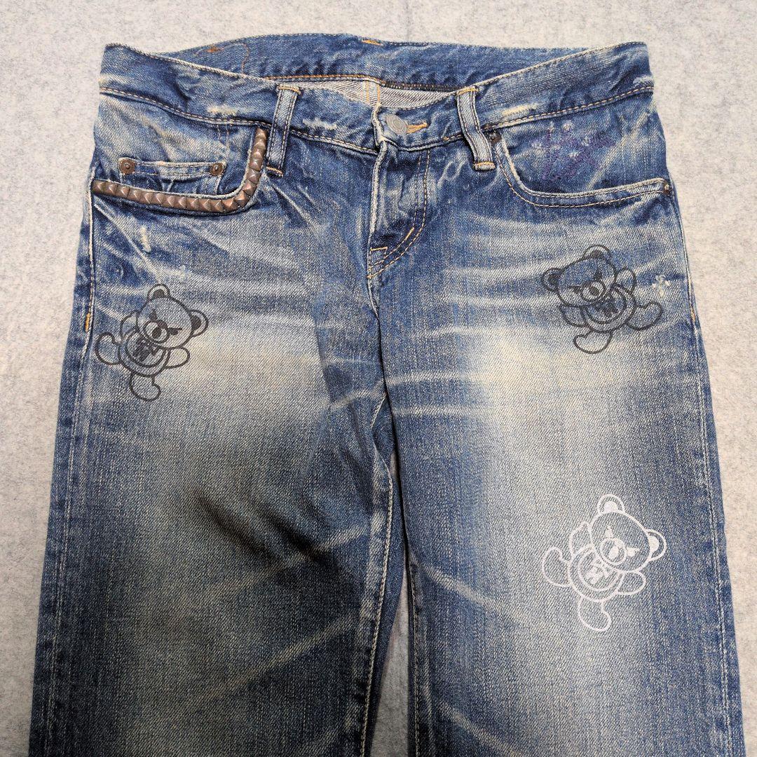 ヒステリックグラマー ファックベア デニムパンツ XS ストレート ダメージ加工