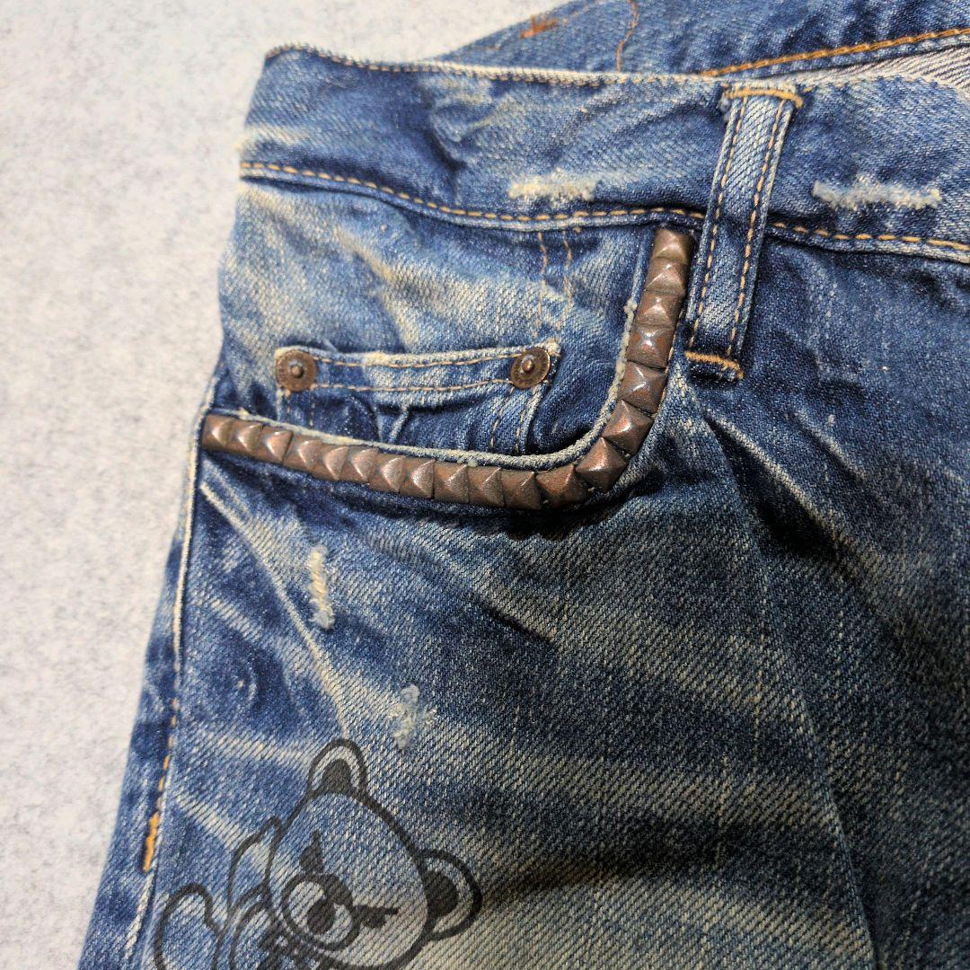ヒステリックグラマー ファックベア デニムパンツ XS ストレート ダメージ加工