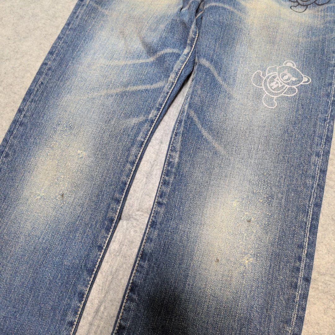 ヒステリックグラマー ファックベア デニムパンツ XS ストレート ダメージ加工