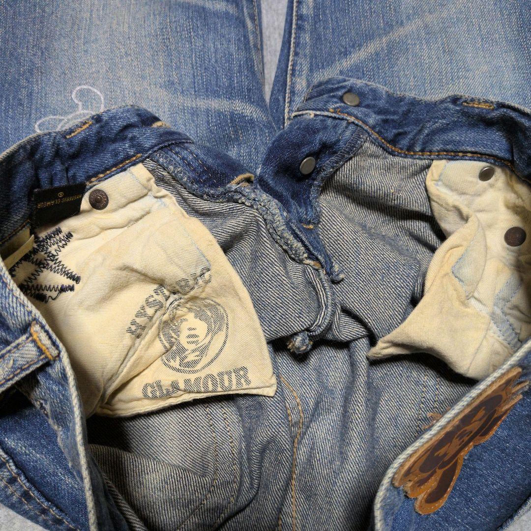 ヒステリックグラマー ファックベア デニムパンツ XS ストレート ダメージ加工