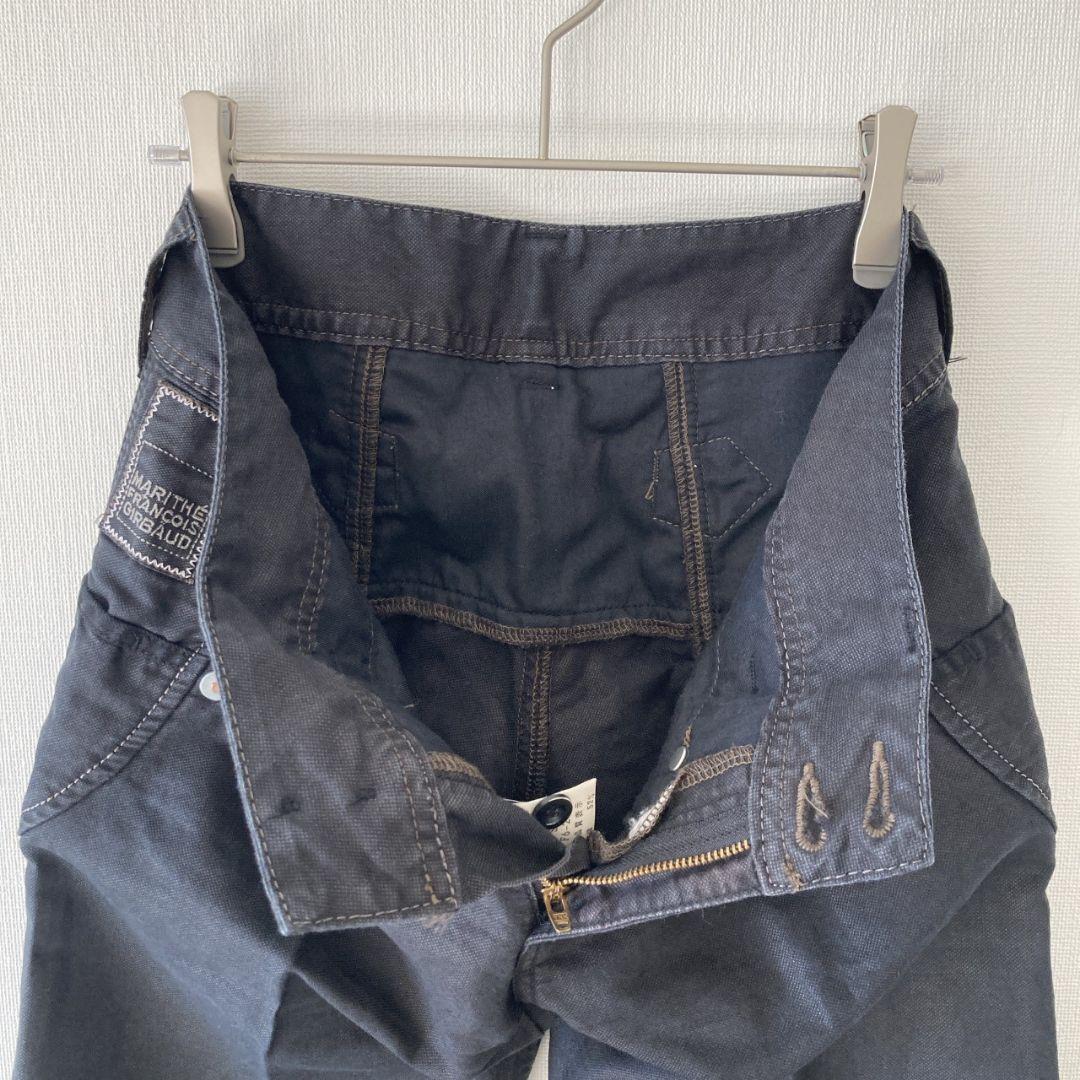 マリテフランソワ　ストレートデニムパンツ　S　黒　リネン混　薄手　384