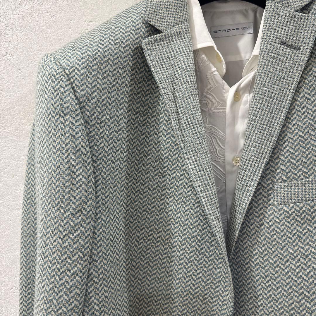 エトロ　刺繍ホワイト長袖シャツ