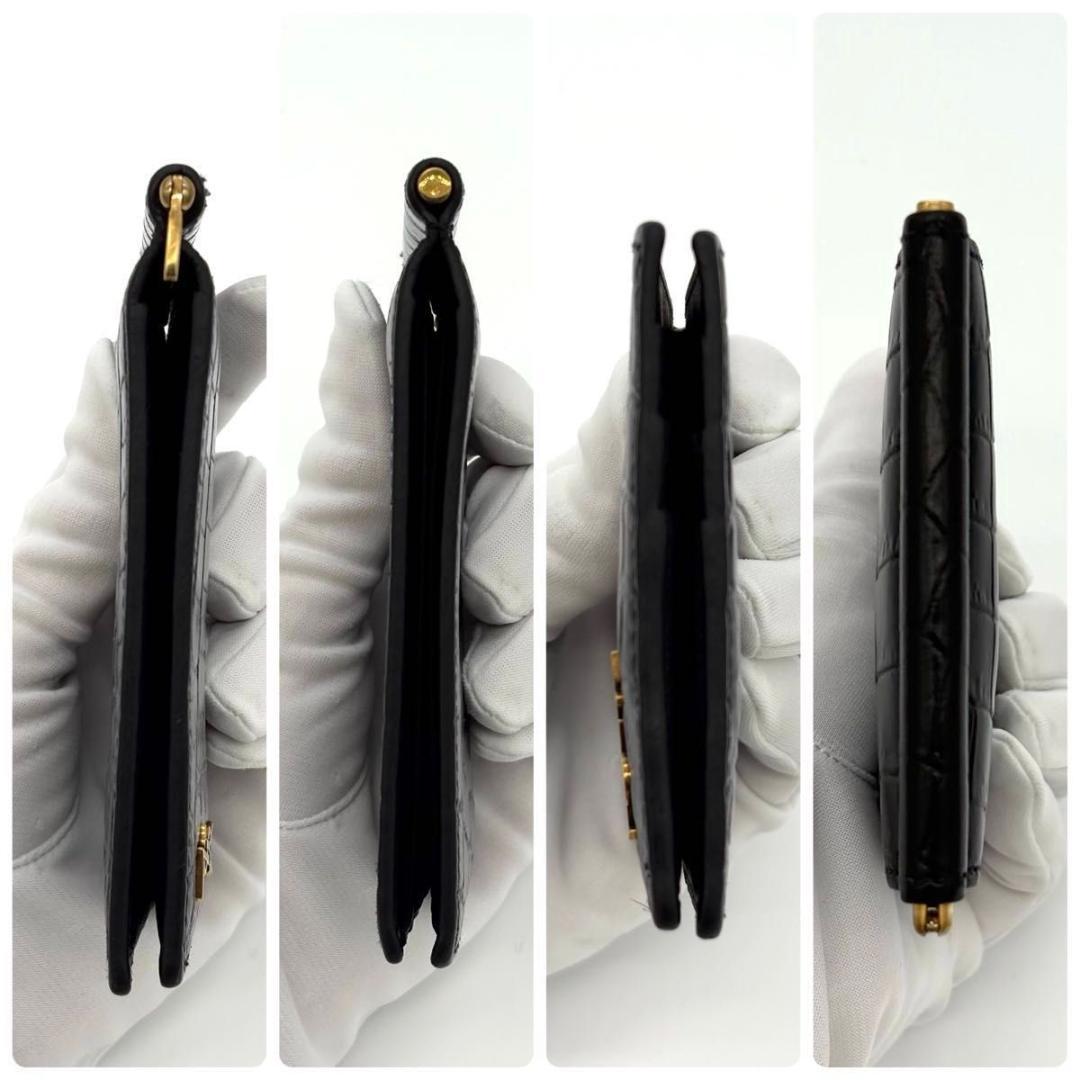 サンローラン YSL マネークリップ お札入れ クロコ 黒 ブラック 2067