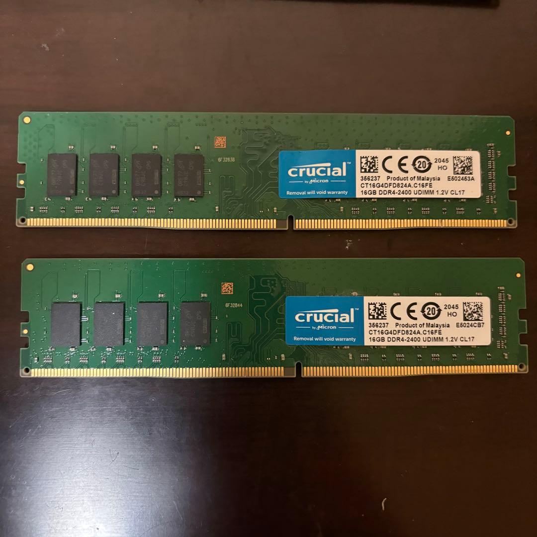 crucial 16GB DDR4 2400 2枚(32GB)