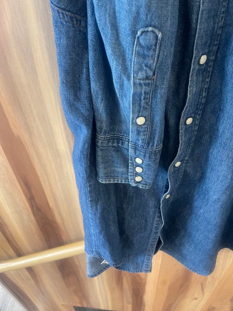 Wranglerデニムシャツ18-35 エクストラロングテールUSA製XL値下無